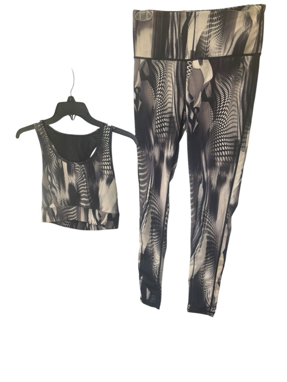 Mono B Black & Tan Printed High-Waist Leggings Small & Sports Bra Set Med Women - Picture 2 of 8